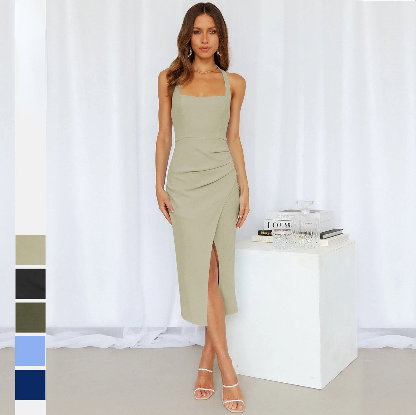 Isabella's Allure Halter Maxi Dress with High Slit