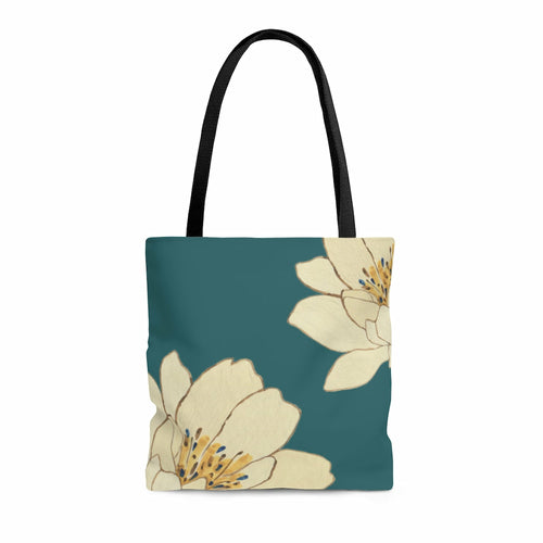 Green Floral Beach Shopper Tote Bag