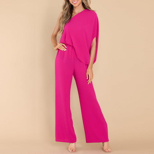 Drift and Drape Offbeat One-Shoulder Asymmetrical Jumpsuit