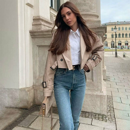 Stylish Women's Cropped Trench Coat