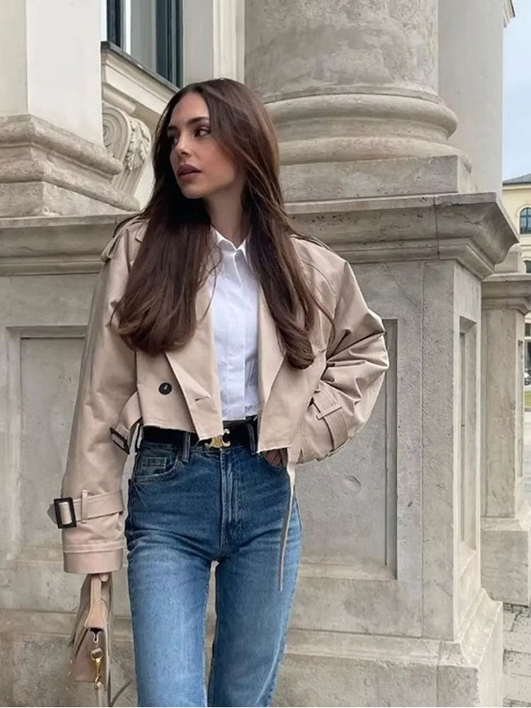 Stylish Women's Cropped Trench Coat