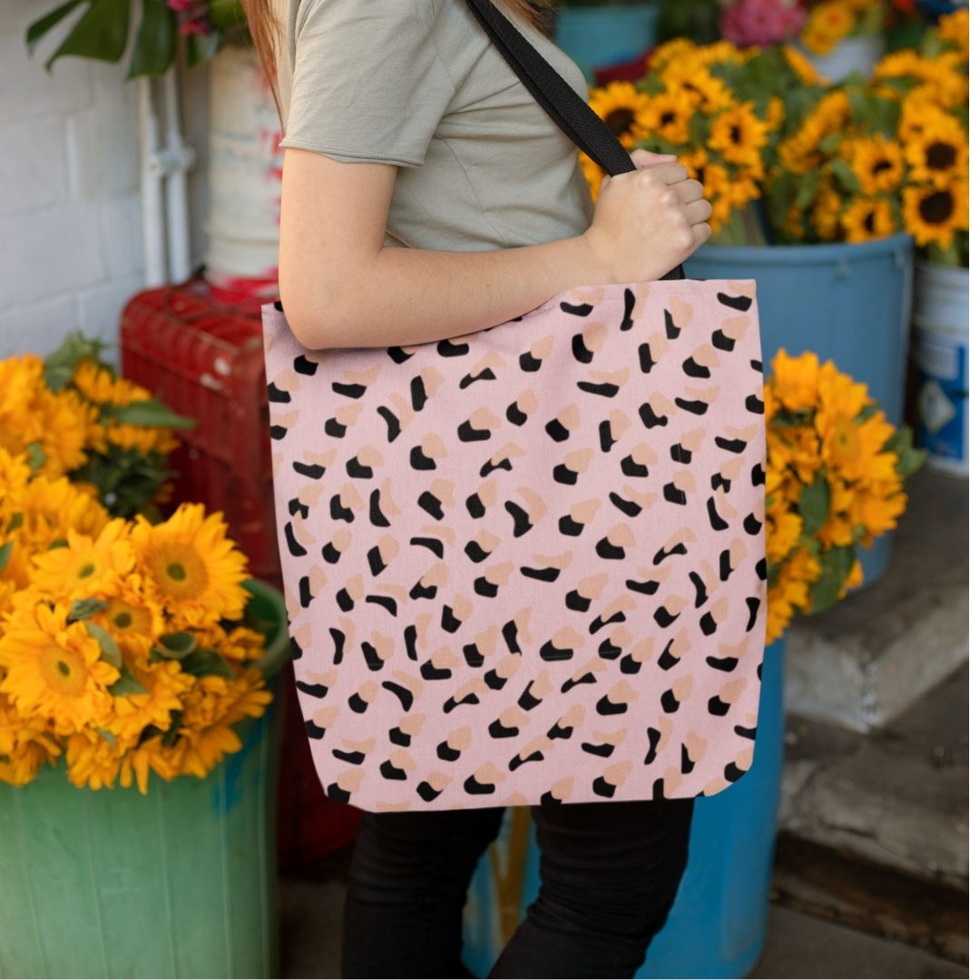 Pink Leopard Print Shopper Tote Bag