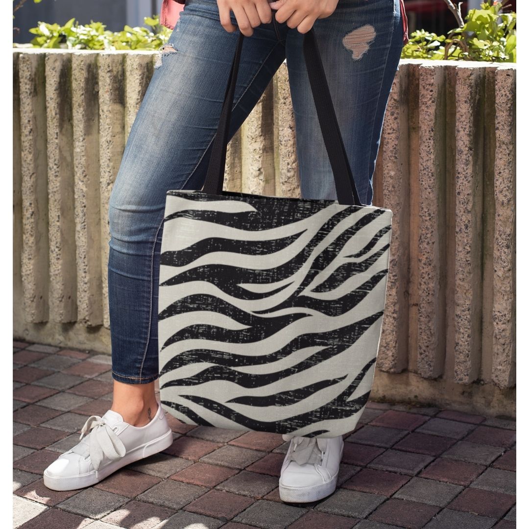 Double Sided Zebra Print Beach Shopper Tote Bag