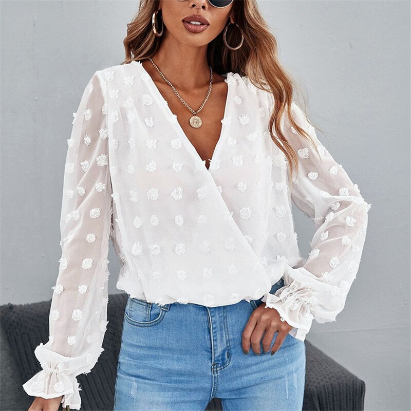 Stella's Radiant V Neck Lantern Sleeve Blouse