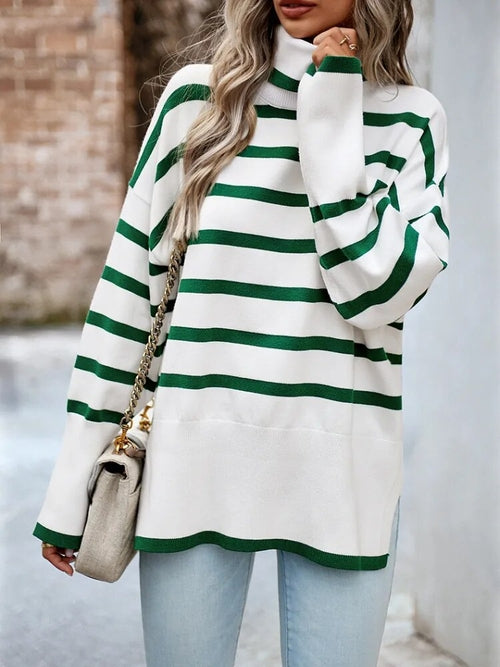 Stripe Knitted Turtleneck