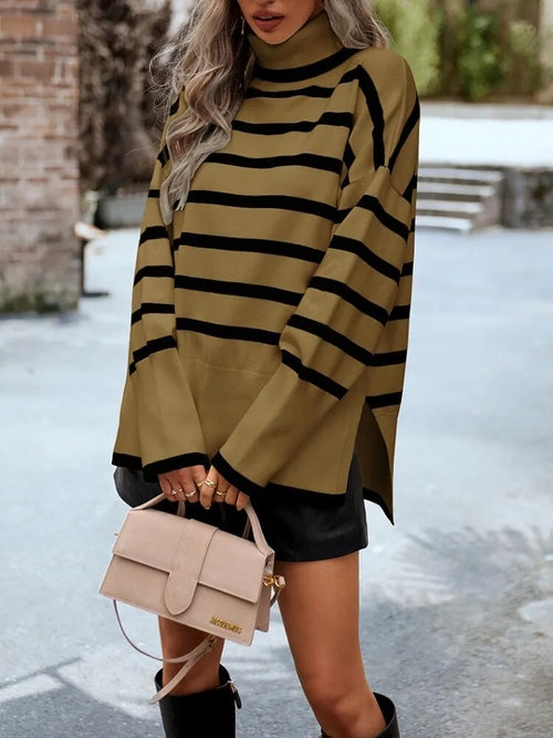 Stripe Knitted Turtleneck