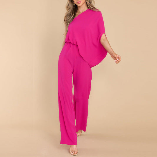 Drift and Drape Offbeat One-Shoulder Asymmetrical Jumpsuit