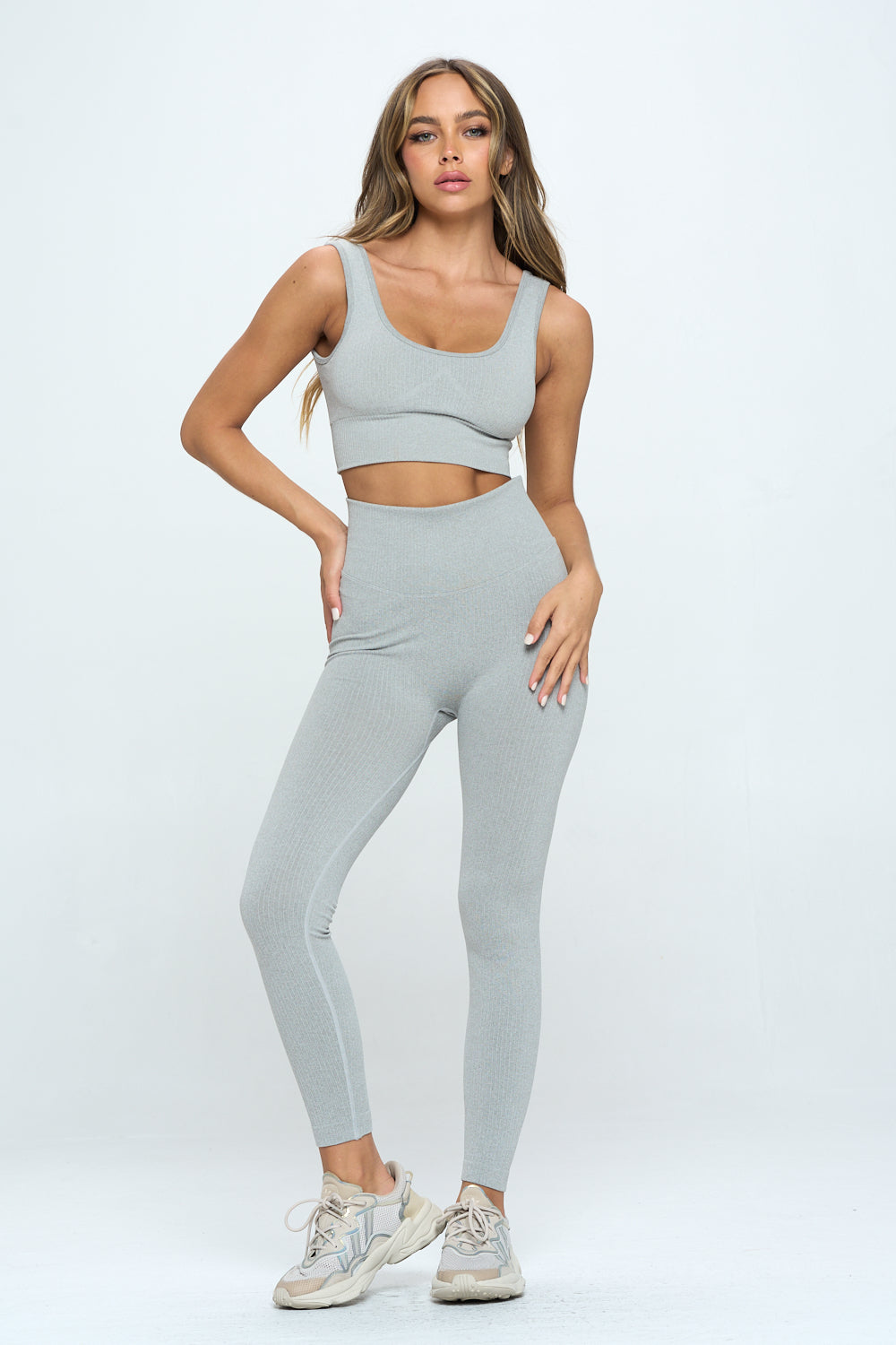 2 Piece Seamless Ribbed Long Sleeve Set