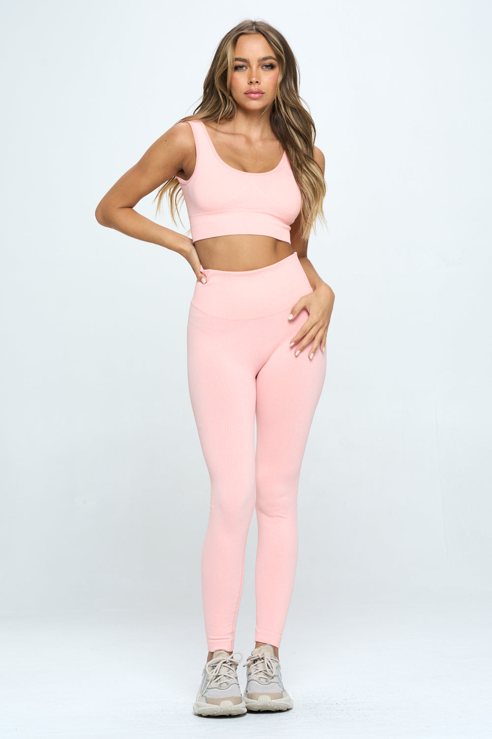 2 Piece Seamless Ribbed Long Sleeve Set