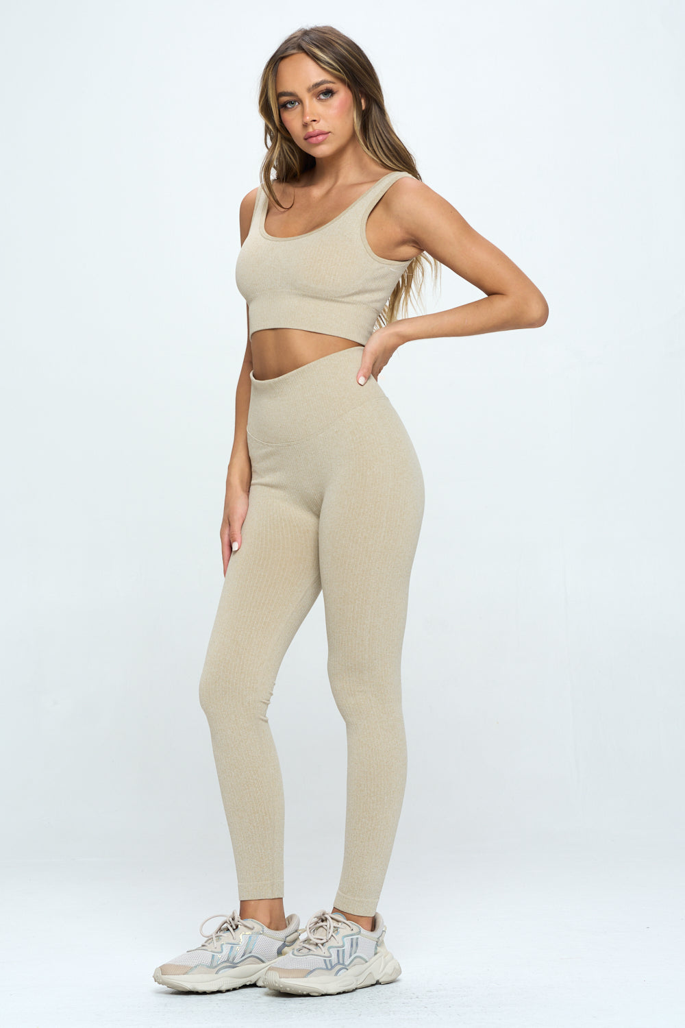 2 Piece Seamless Ribbed Long Sleeve Set