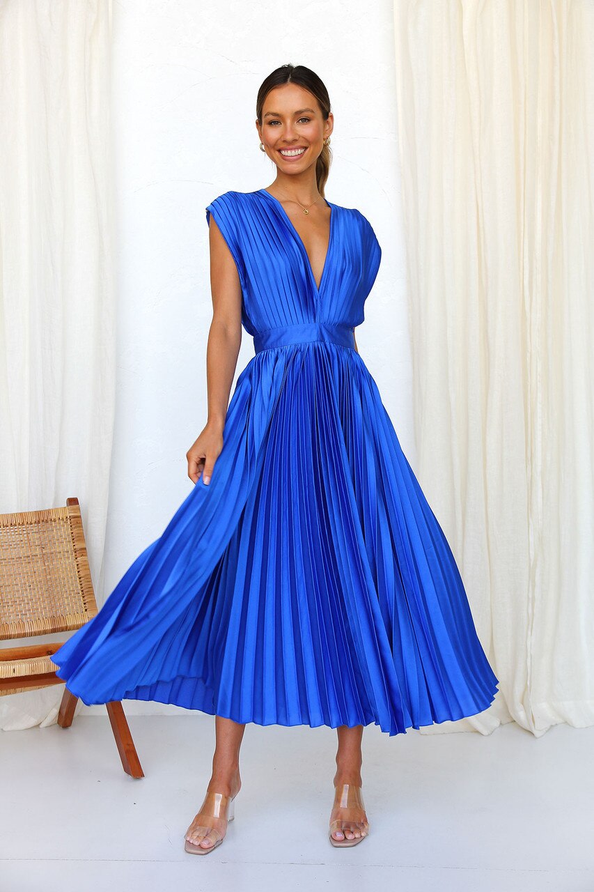 Penelope Pleated Long Dress