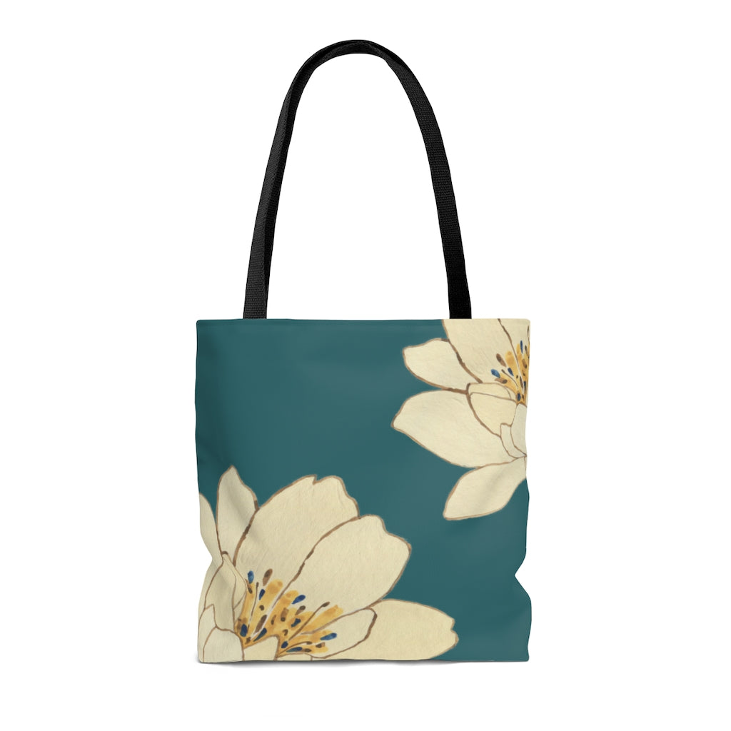 Green Floral Beach Shopper Tote Bag