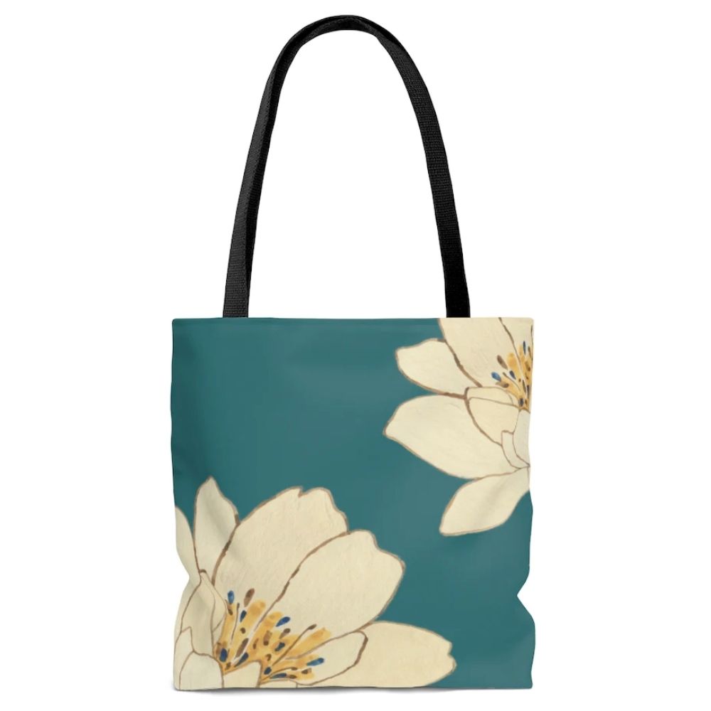 Green Floral Beach Shopper Tote Bag