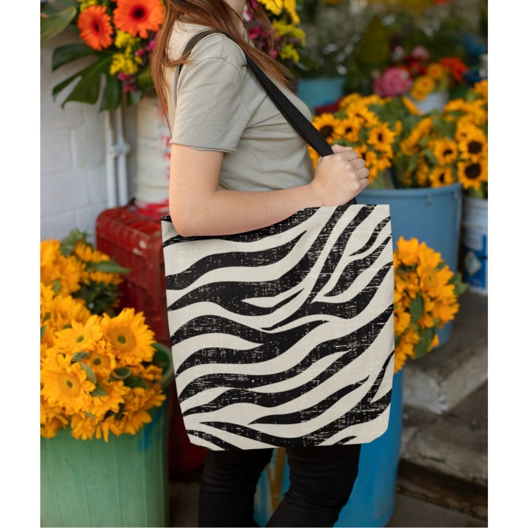 Double Sided Zebra Print Beach Shopper Tote Bag